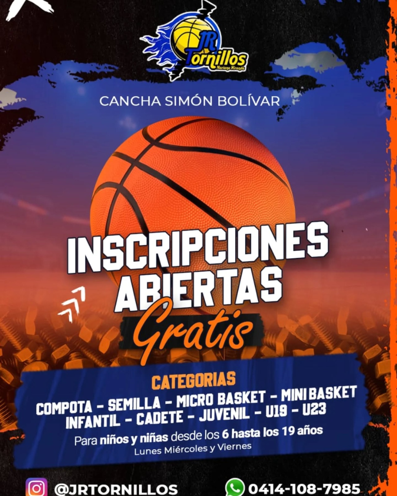 Escuela de baloncesto formativo JR Tornillos llama a inscripciones en los Teques